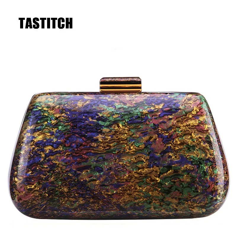 Сумка-клатч женская акриловая разноцветная Классическая вечерняя | Багаж и сумки