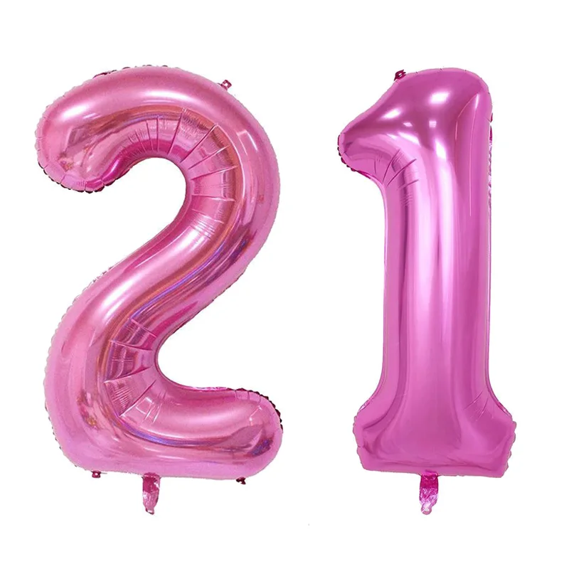 pink 21 balloon 32 дюймов 5 цветов воздушный шар баннер 18 21 30 40 50 60 день рождения украшение для взрослых день рождения письмо номер Фольга Воздушный шар Globos мяч - Цвет: pink 21 balloon