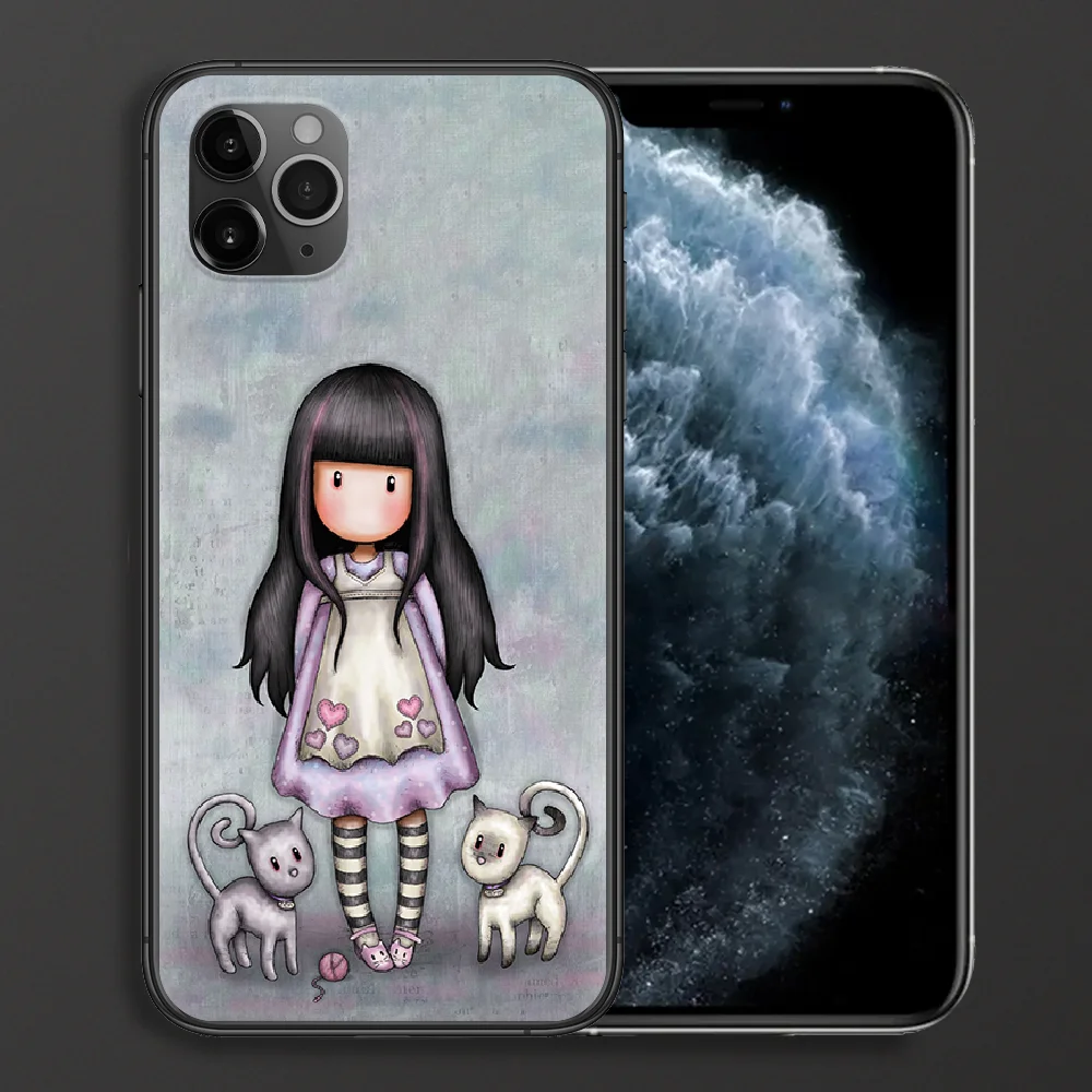 

Santoros cute Gorjuss Phone case For iphone 4 4s 5 5S SE 5C 6 6S 7 8 plus X XS XR 11 12 mini Pro Max 2020 black hoesjes soft