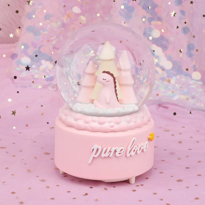 Креативный милый динозавр снежный шар хрустальный вращающаяся музыкальная