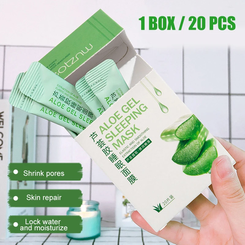 

20pcs Aloe Gel Sleeping Masque Soothing Repairing Moisturizing Hydrating Shrinking Pores Portable Sleeping Masque SK88