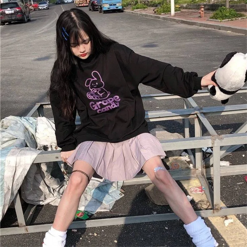 

Женские осенние Топы, Женская милая женская уличная одежда в стиле Харадзюку, свободная верхняя одежда, Свитшот в Корейском стиле для женщи...