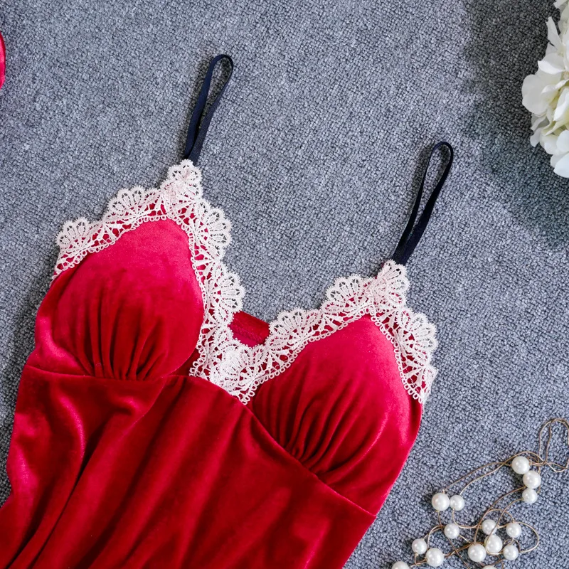 Сексуальный женский велюровый ночной халат 2 шт. топ на бретелях комплект одежды