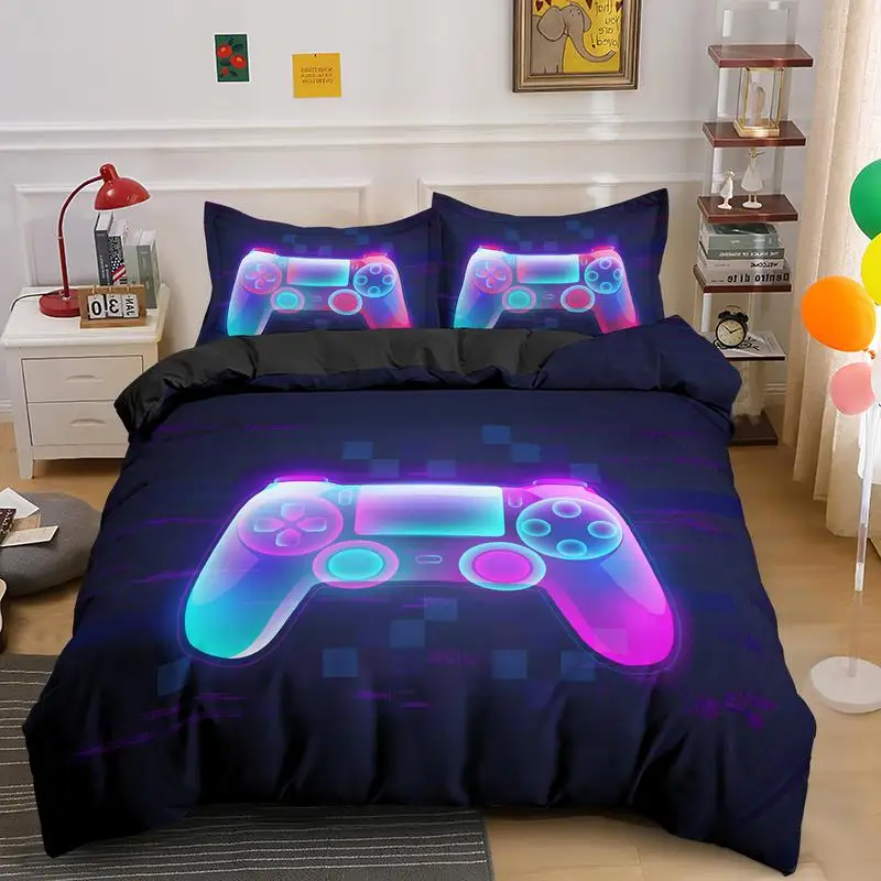

Комплект постельного белья из 3 предметов, пододеяльник для геймпада, игровое красочное одеяло, 3D печать, одинарный, двойной, для детей