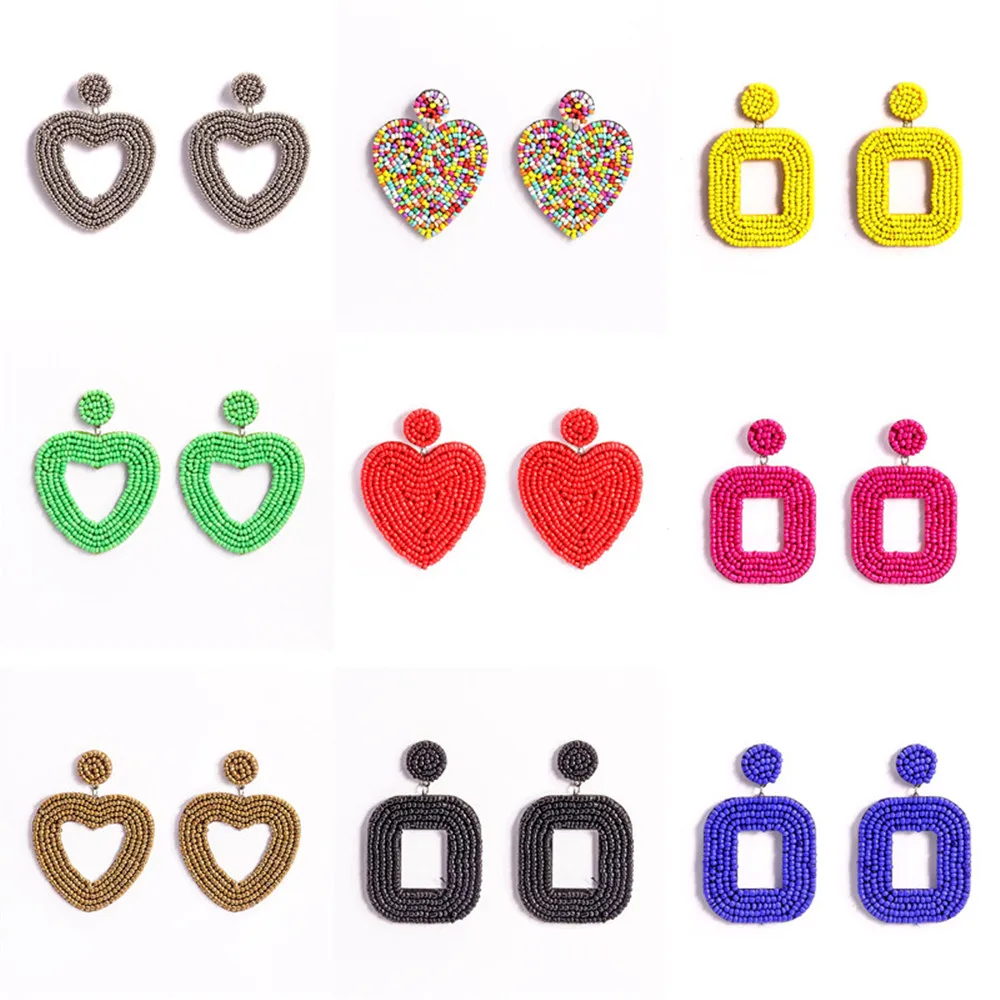 Женские серьги подвески с бисером SexeMara разноцветные висячие в стиле бохо