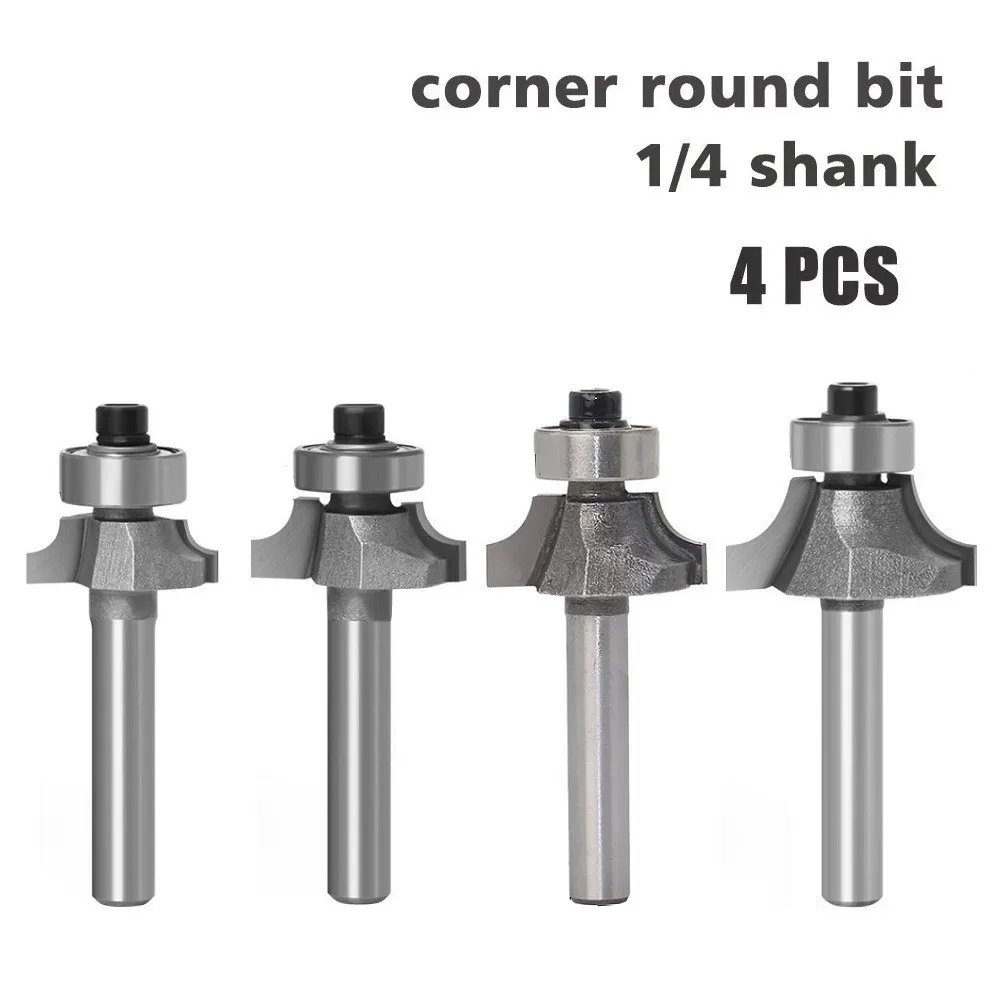 

4pcs Router Bit 1/4 Inch Shank Round Over Bead Edge Forming Router Bit 1/4 5/16 3/8 1/2 Shank Woodworking Cutter Fast Shipping