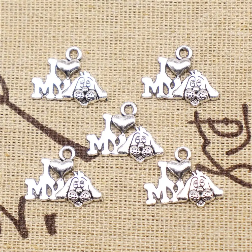 

Pendants Jewelry Making 20pcs 17mm Antique Silver Color I Love My Dog Charms
