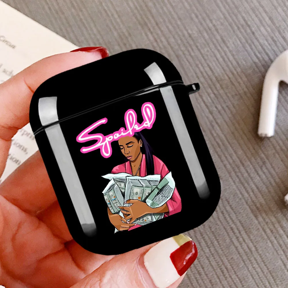 

Fashion MAKE MONEY Cash Black head Sweet Spoiled Girl Airpod Case for Apple Airpods 1 2 Cover Wireless Bluetooth Earphone Coque