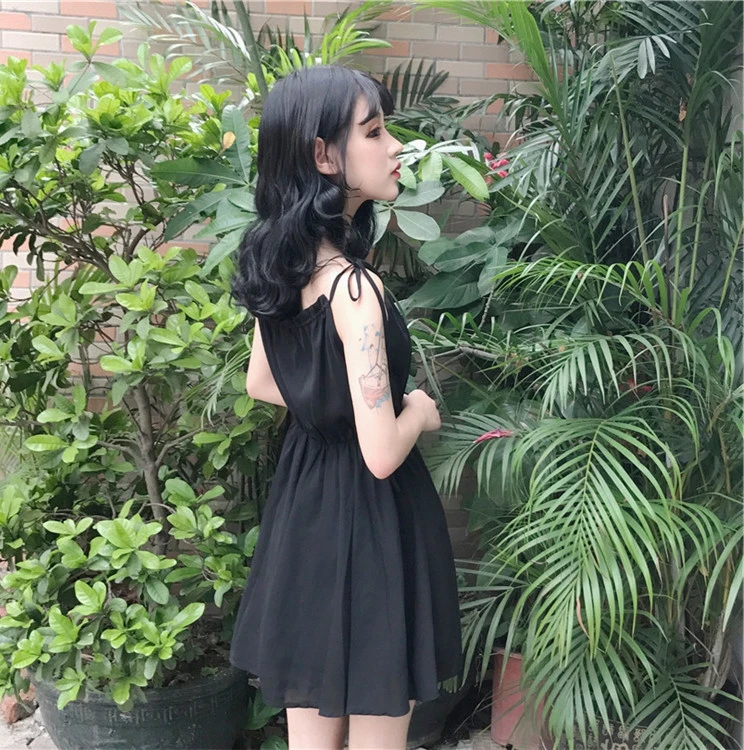 

Women Adjustable Bandagedress Casual Summer Cute Lolita Sleeveless Black Evening Party Club Black Mini Dresses Sexy Suspender