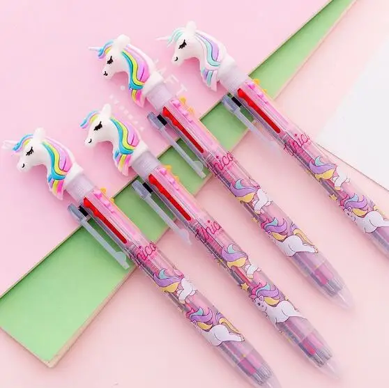 1 шт 6/10 Цвета в шариковая ручка с рисунком единорога кремнезема Радуга Kawaii Шариковая ручка для детей подарок креативная школьные канцелярские принадлежности