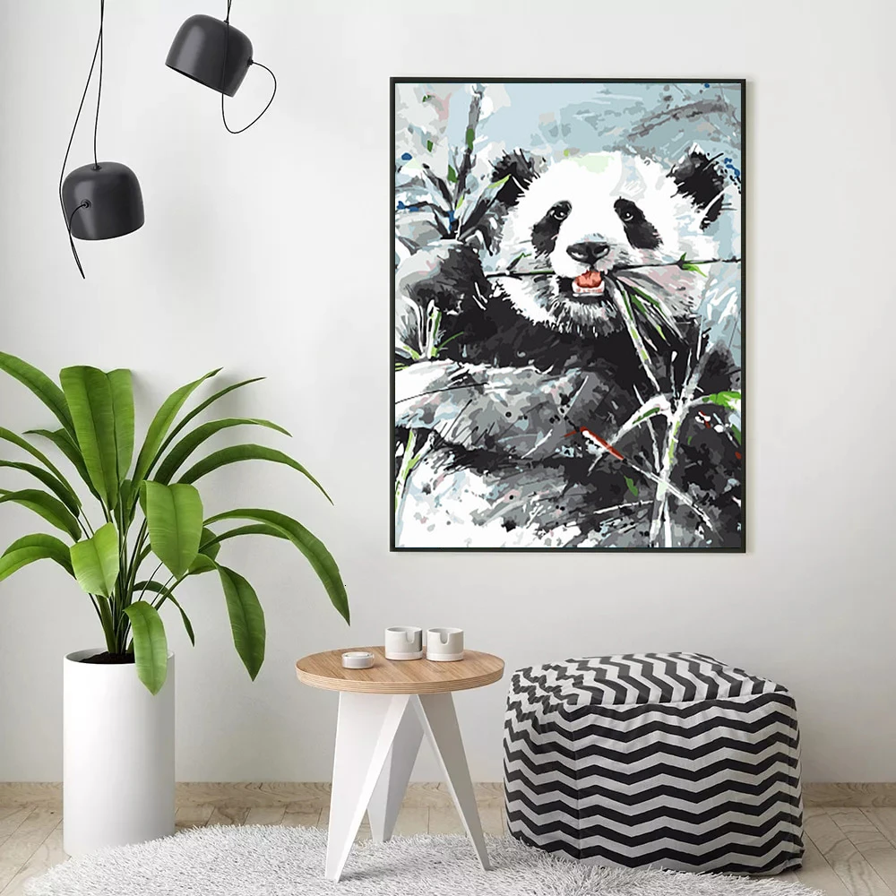 HUACAN картина маслом по номерам панда комплект для животных рисунок на холсте