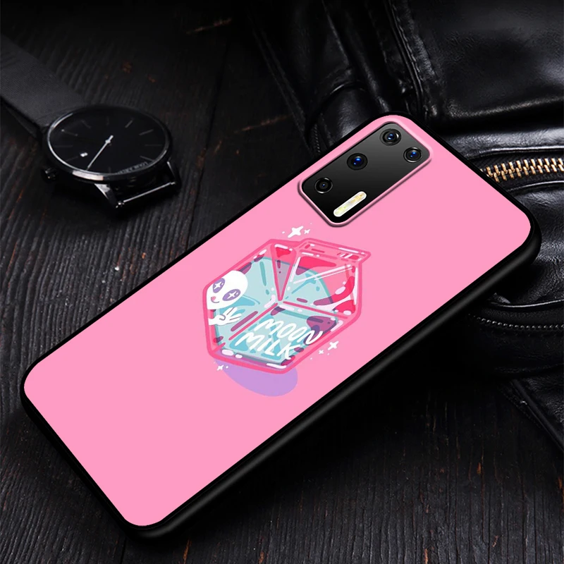 

Fashion Strawberry Milk Silicone Phone Case for Huawei P30 P20 P40 Lite E Pro P Smart Z Plus 2019 P10 P9 Lite Black Cover