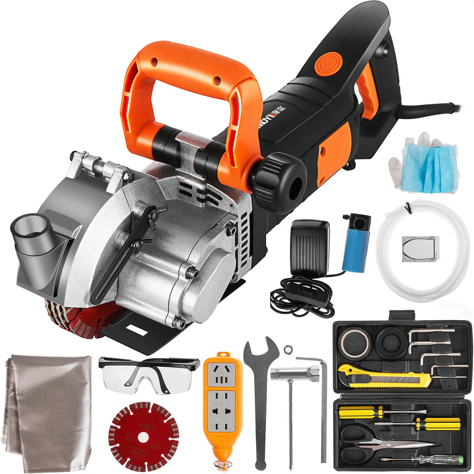 

4800W Electric Wall Chaser Seamless Groove Cutting Machine 42mm Steel Concrete Circular Saw Slotting Tool Set