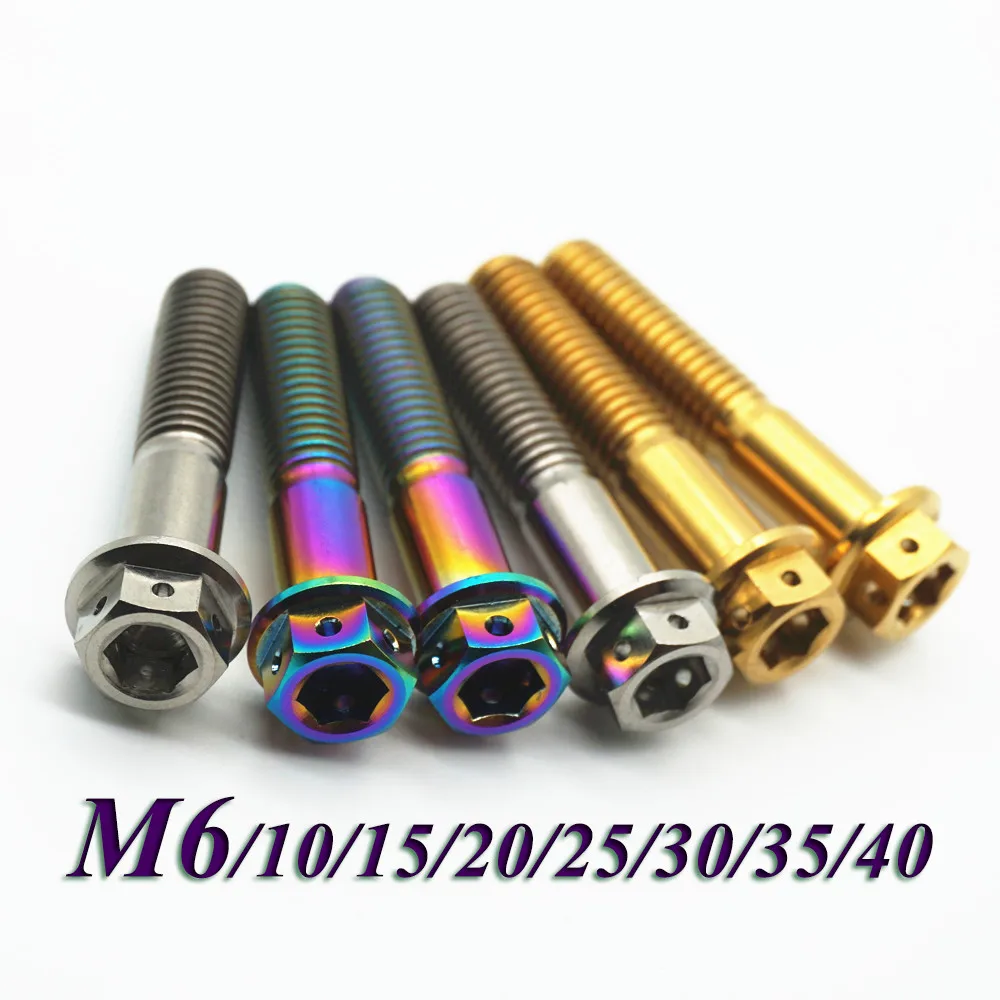 2/4/6 шт. Ti болты Титан винты M6 x 15 20 25 30 35 40 мм мотоцикл Capliers Grade5 шестигранные полые