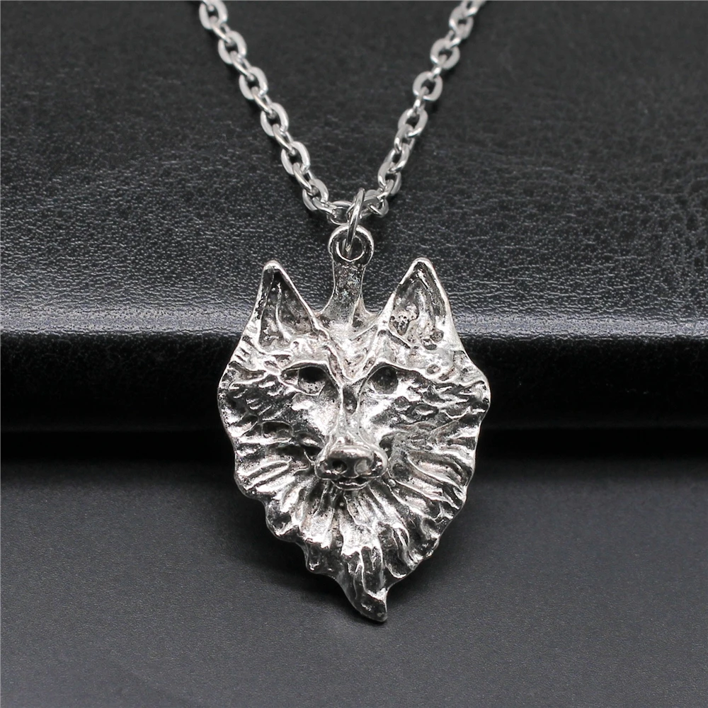 Ожерелье с подвеской волк для женщин и девушек винтажное античное серебряное
