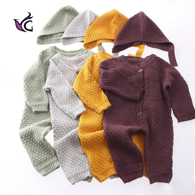 Yg Newborn Baby Autumn Knitted One-piece Clothes 0-3 Years Old Boys And Girls Long Sleeved Climbing Clothes Bag Fart Ha Clothes