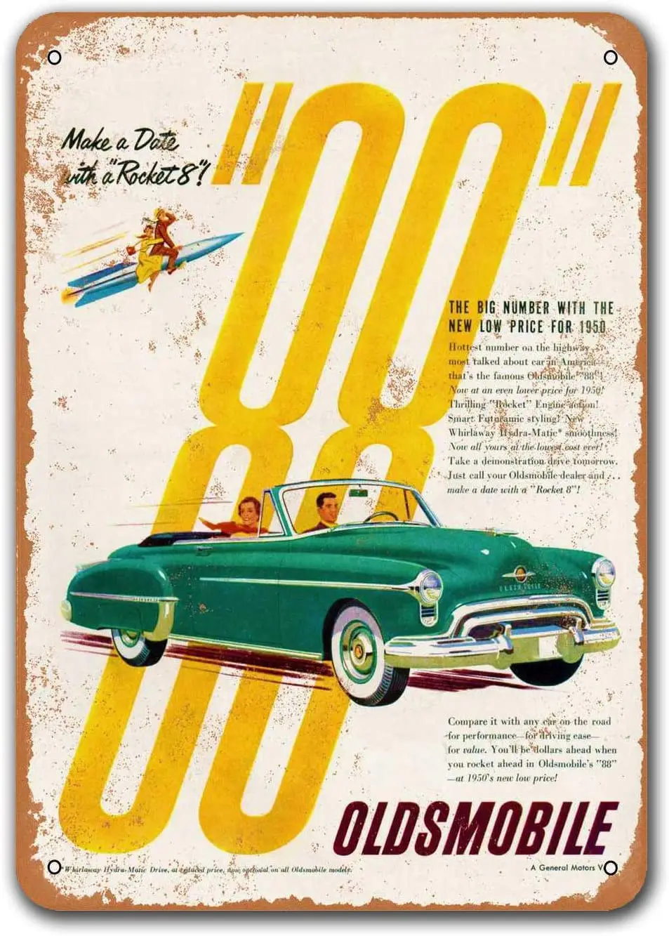 

Винтажные жестяные знаки-автомобили Rocket old88, металлические таблички Sisoso, плакат, мужская пещера, паб, Ретро Декор стен 12x16 дюймов
