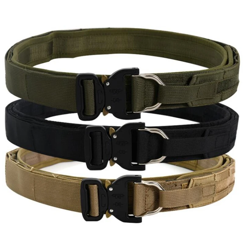

Tactical Men's Combat Gun Belt Thicken Battle War Rigger Belt Nylon Duty Holster Belt Quick Release Buckle MOLLE Extra Thick