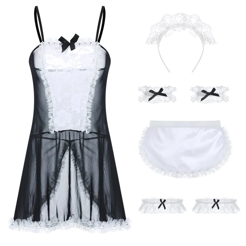 

Lovely Sexy Costume Babydoll Dress Uniform Erotic Lingerie Role Play Women Lingerie Cosplay French Apron Maid Servant Lolita