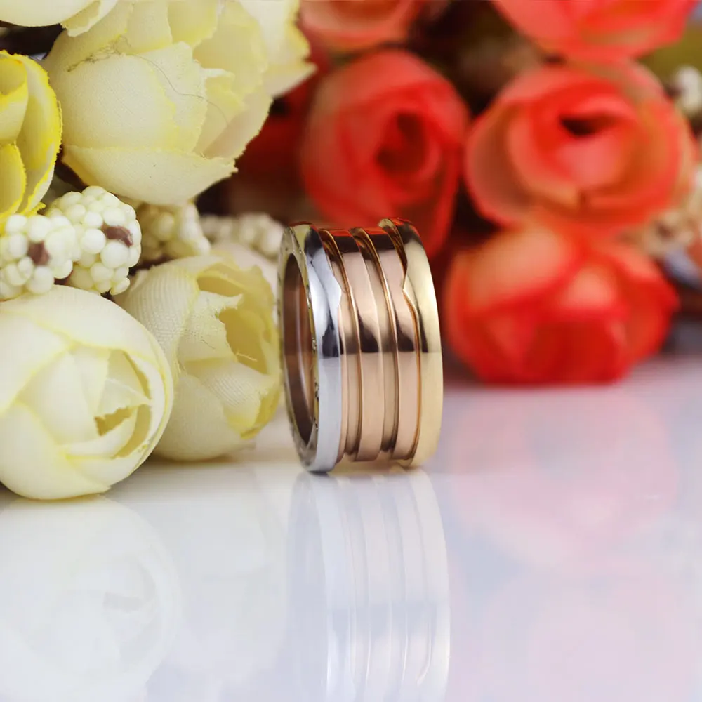 

AYBS Jewelry Rings Premium Quality BVL Original1:1 LOGO "Classic Wide Spiral Three-color Separation" Rings Women and Men