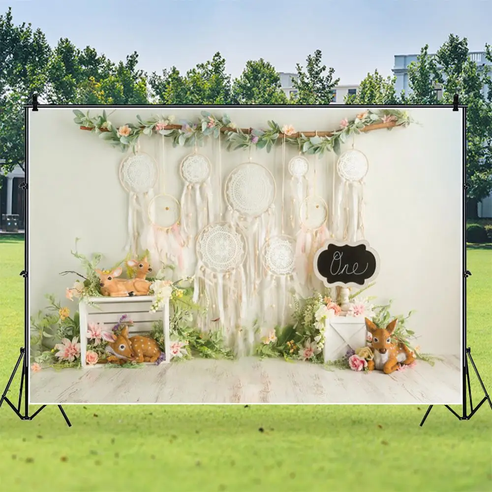 Виниловый фон для фотосъемки новорожденных с изображением Ловца снов Сики оленя