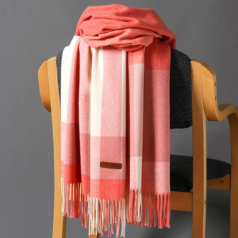 

Spring Winter Women Scarf Plaid Warm Artificial Cashmere Scarves Shawls Soft Bufanda Pashmina Lady Wrap Echarpes Long Muffler