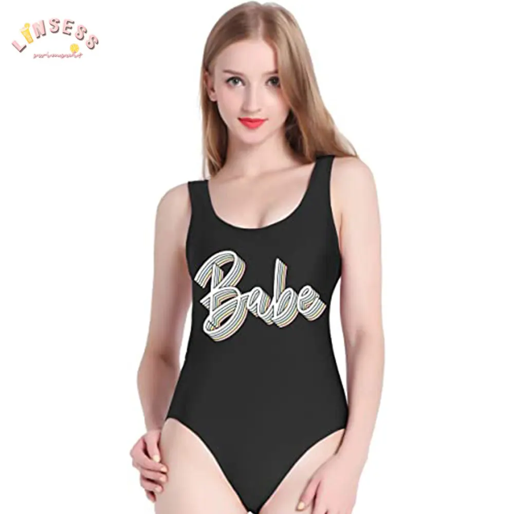 

Cute One-Piece TEAM BRIDE Swimsuit High Waist And Low Back Swimwear Female Suitable For Ladies Swimsuit Bride Squad Bathing Suit