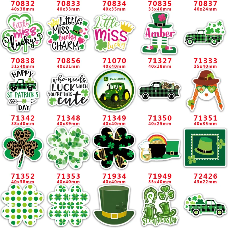 

DIY Craft Supplies Sewing Accessories Cartoon St. Patrick's Day Clover Printed Planar Resins Mold 10 Pieces. PR-70832