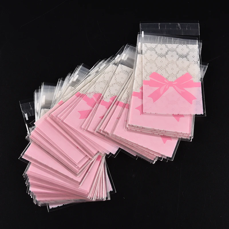 

100pcs/lot Mini Flower Lace Self-adhesive Plastic Souvenir Valve Bags For Biscuits Snack