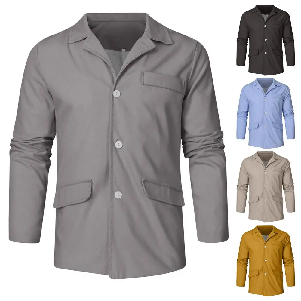 

Slim Simple Turn Down Collar Coat Vintage Fall Coat Pockets for Going Out