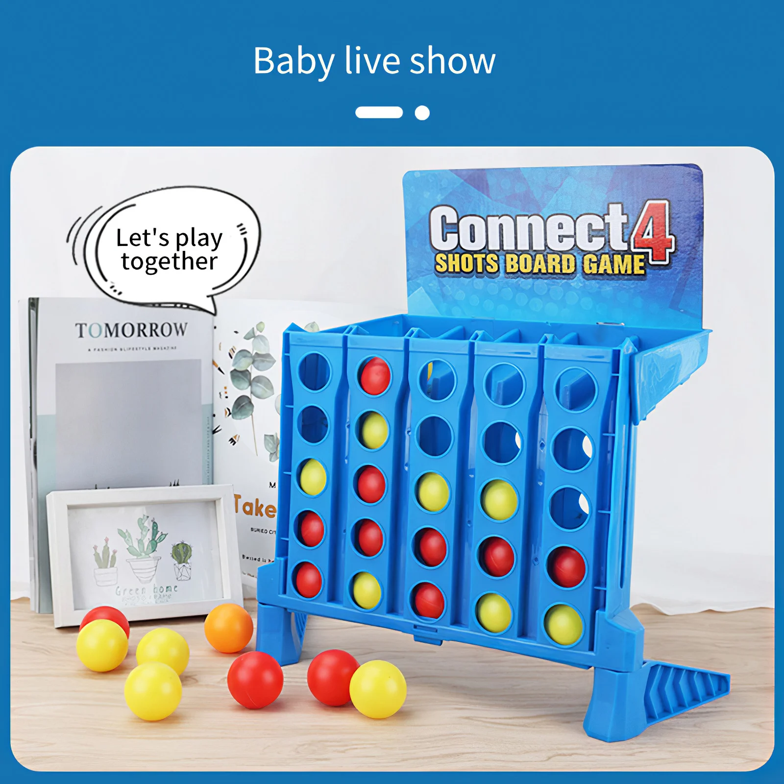 

Bouncing Ball Funny Educational Toy Connect Toy 4 Connect Ball Plaything Plastic Blue Vertical Connect Board Checkers Game