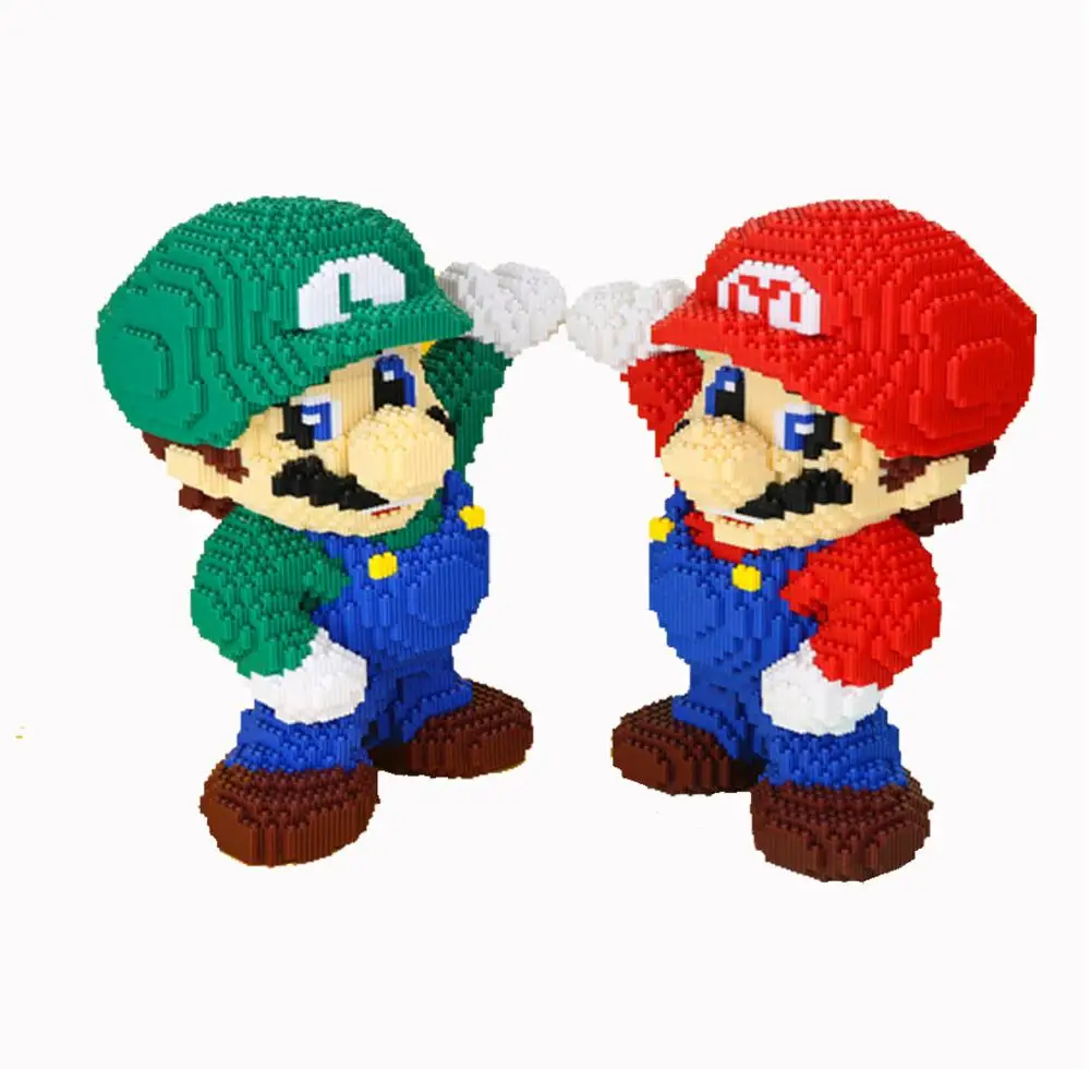 Забавные микро Строительные кирпичи, мультфильмы Супер Марио bros Luigi соединительный блок сборные игрушки коллекция моделей