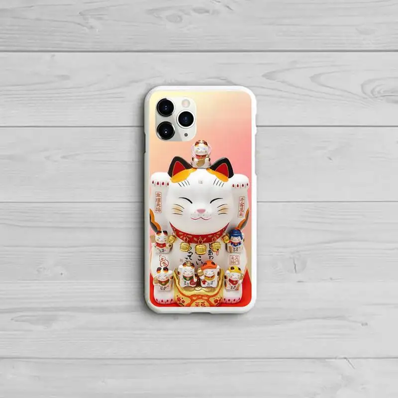 

Beckoning cat japanese style Phone Case Candy Color White for iPhone 11 pro XS MAX 8 7 6 6S Plus X 5S SE 2020 XR