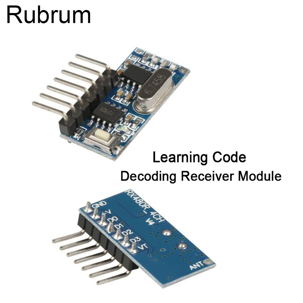 

Rubrum 433mhz RF Receiver Learning Code Decoder Module 433 mhz Wireless 4 CH Output For Remote Controls 1527 2262 Encoding