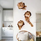Милый настенный плакат с животными, стикер на стену с кошкой, стикер для туалета, ванной комнаты, для гостиной, холодильника, домашнего декора, виниловые художественные наклейки