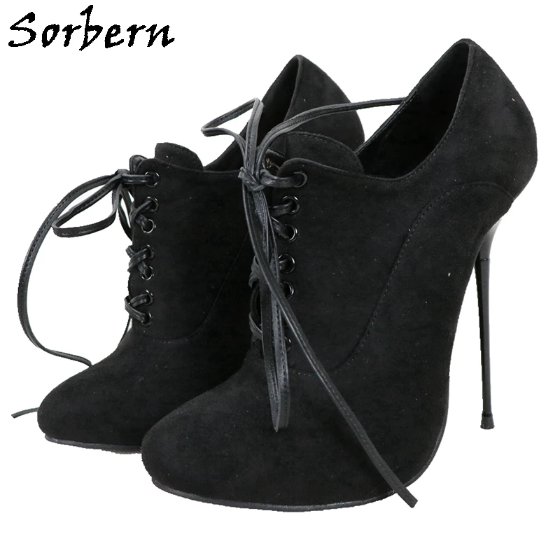 

Sorbern 14Cm High Heel Women Pump Lace Up Shoe Metal Stilettos Pointed Toe Shoes Unisex Pump Fetish Heeled Custom Colors