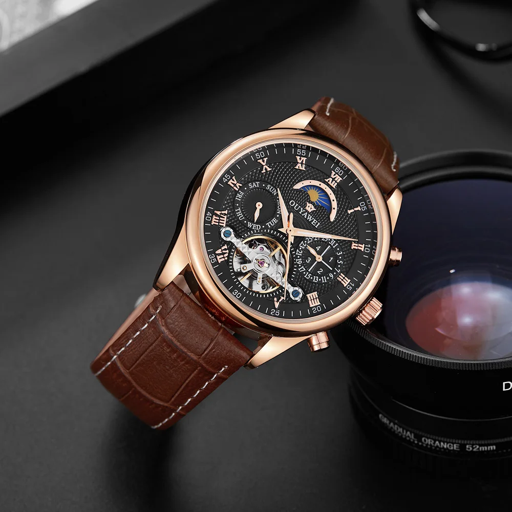 Часы наручные OUYAWEI Мужские автоматические деловые брендовые механические с