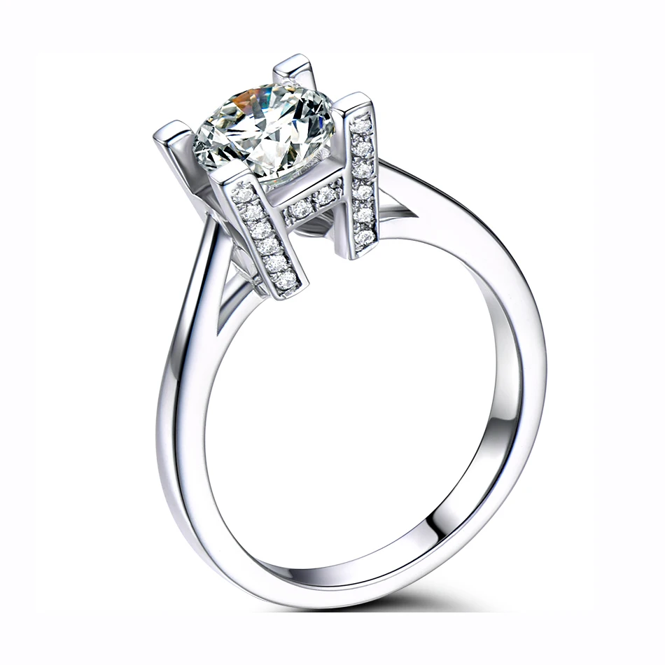 14K белое золото Креативный дизайн 4 когти Moissanite кольцо 1CT обручальное кольцо HW Английский алфавит на заказ VVS1