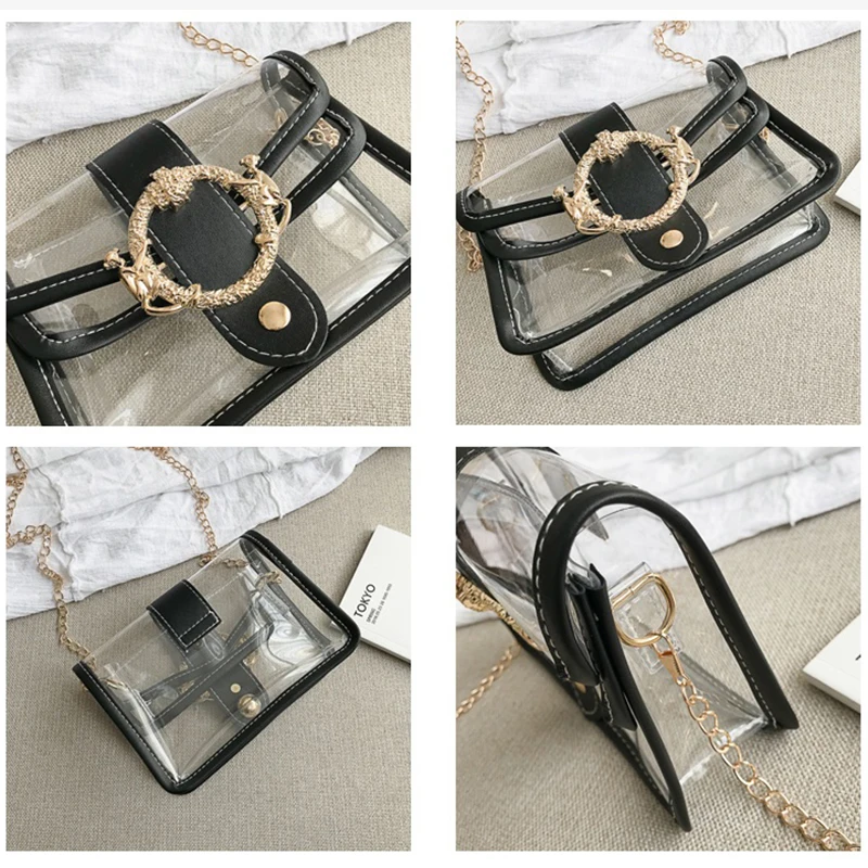 Мини-сумка женская летняя Прозрачная с цепочкой-клапаном 2020 |