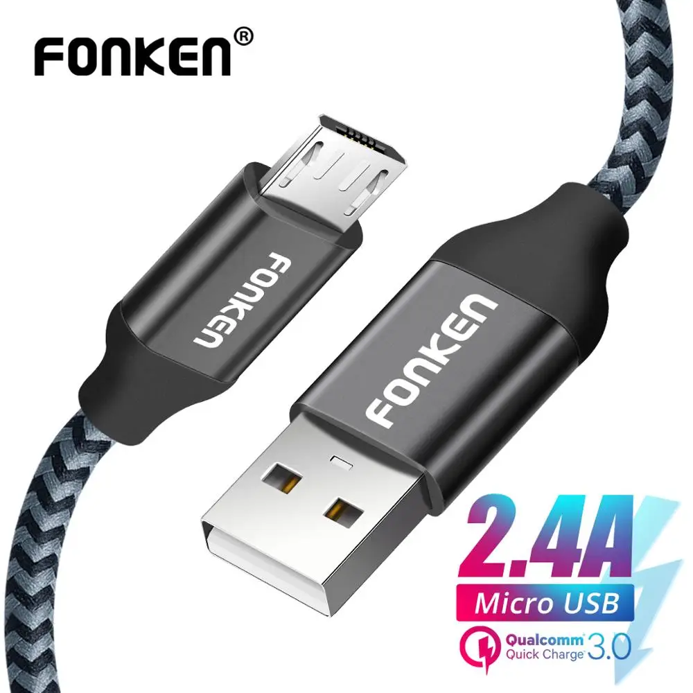 FONKEN Micro USB кабель для зарядки телефона 1 м 2 Supercharge redmi note 6 быстрое зарядное