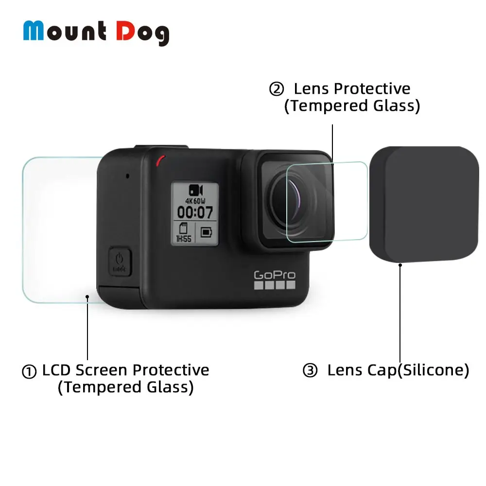 Закаленное стекло Защитное для GoPro Hero 7 Black 6 5 аксессуары защита экрана с крышкой