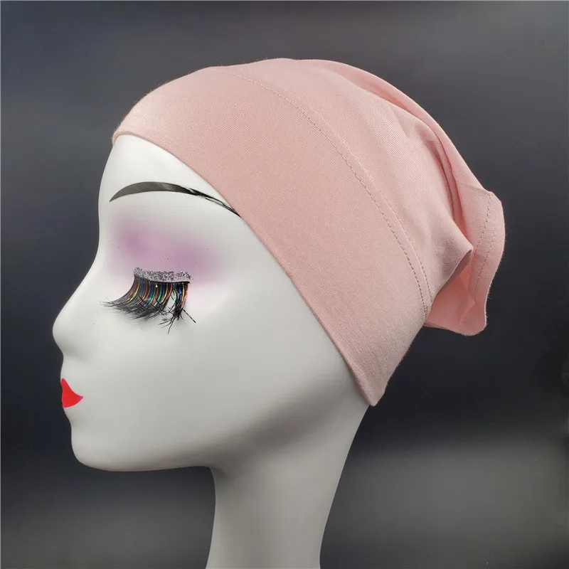 

2020 soft modal inner Hijab Caps Muslim stretch Turban cap Islamic Underscarf Bonnet hat female headband tube cap turbante mujer