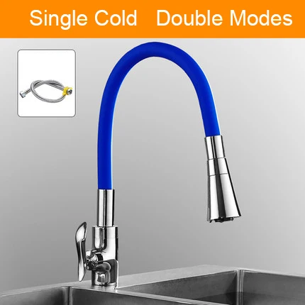 Senlesen Single Cold& Mixer Water Kitchen Faucet Silica Gel Nose Any Direction Rotating Torneira Cozinha Single Handle Tap - Цвет: cold 2-ways