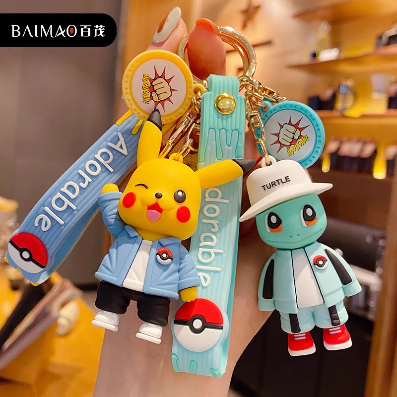 

Takara Tomy Pikachu Keychains Cute Cartoon Kabimon Jenny Turtle Keychain Pendant Schoolbag Ornaments Friends Gifts Accessories