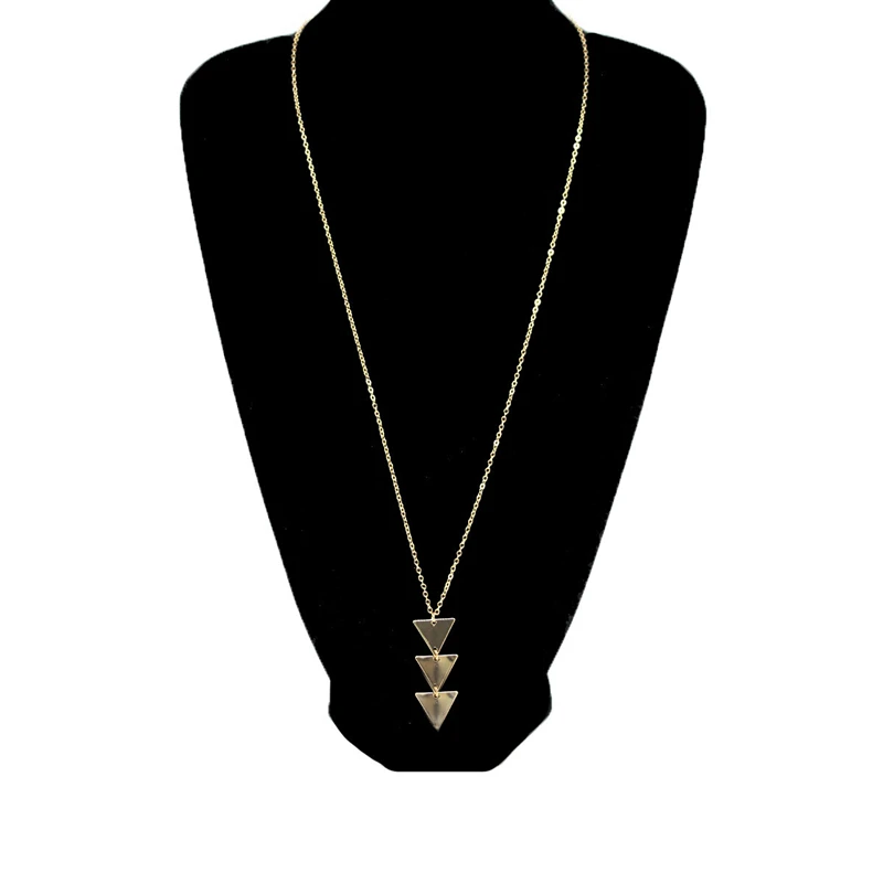 Bohemian New Design Multilayer Alloy Geometric Goth Triangle Gold Silver Color Chocker Pendant Long Necklace For Women | Украшения и