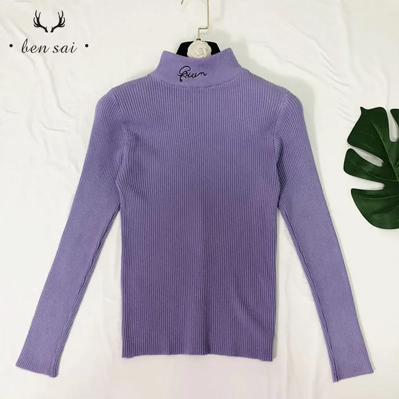 Свитер женский однотонный водолазки пуловеры тонкий с длинными рукавами