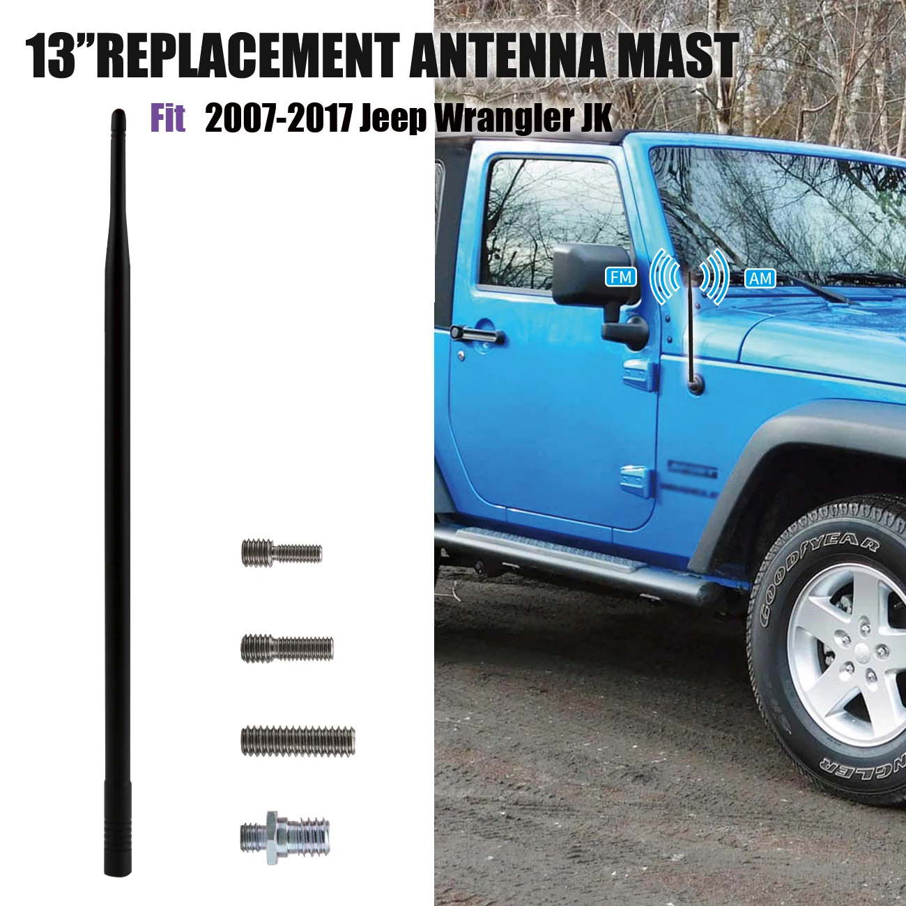 FM Antenna Mast Radio Antena Auto For Jeep Wrangler TJ 1997 - 2006 Car Roof AM Signal Reception Aerial | Автомобили и мотоциклы