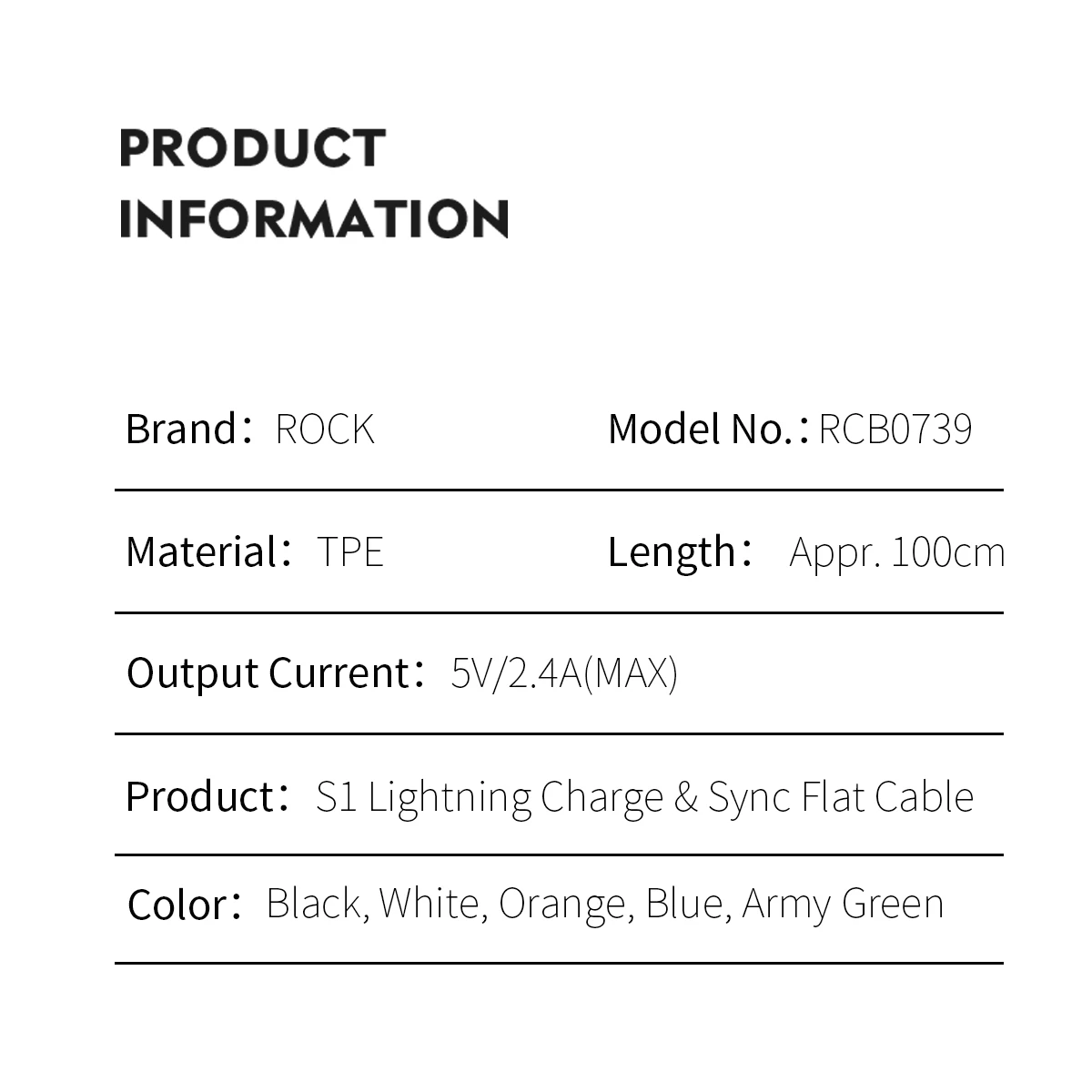 ROCK 2.4A USB кабель для iPhone X XS MAX XR 7 8 plus Быстрая зарядка синхронизации плоские кабели мобильный провод для зарядного устройства данных