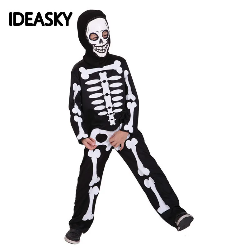 Детские вечерние костюмы для мальчиков и девочек на карнавал Хэллоуин с черепами