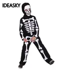 Карнавальный костюм скелета на Хэллоуин для мальчиков и девочек, маскарадный костюм демона, страшный костюм
